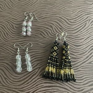 Handmade Beaded Earrings 3 Pairs